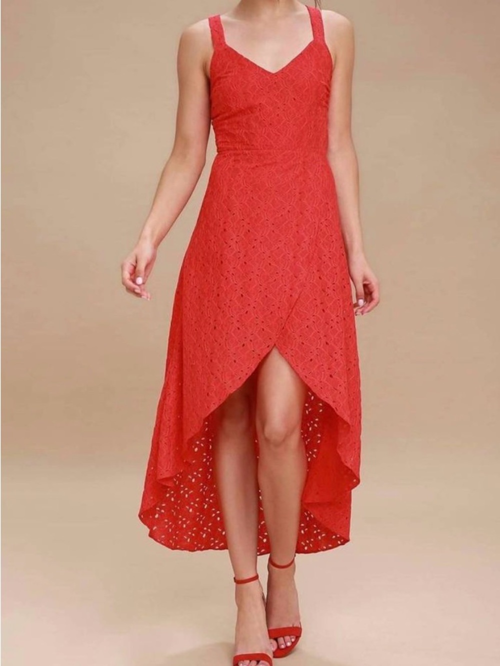 J.O.A Melodrama‎ Red Lace Midi Dress Size Medium